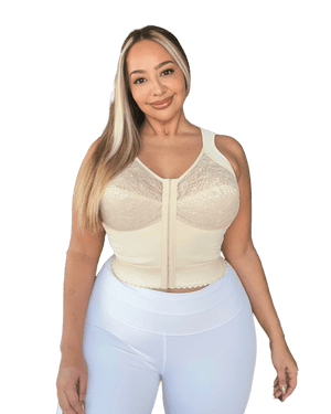 Style 9603 | Front Closure Back Support Long Line Bra - Blush