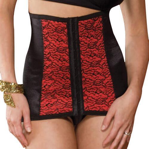 RAGO Style 825 - Luxurious Red Satin and Black Lace Corset Medium Shaping