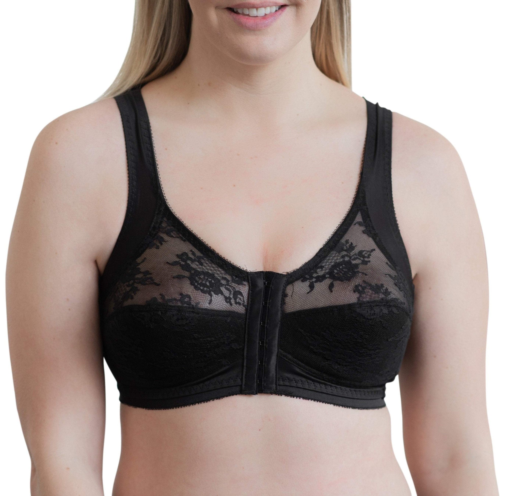 CORTLAND INTIMATES STYLE 9605 - Front Closure Back Support Bandeau Bra - Black