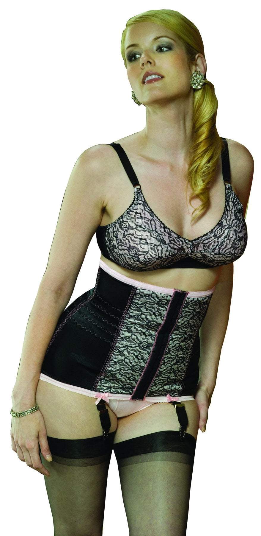 RAGO Style 721 - Satin and Lace Waist Trainer / Cincher Medium Shaping